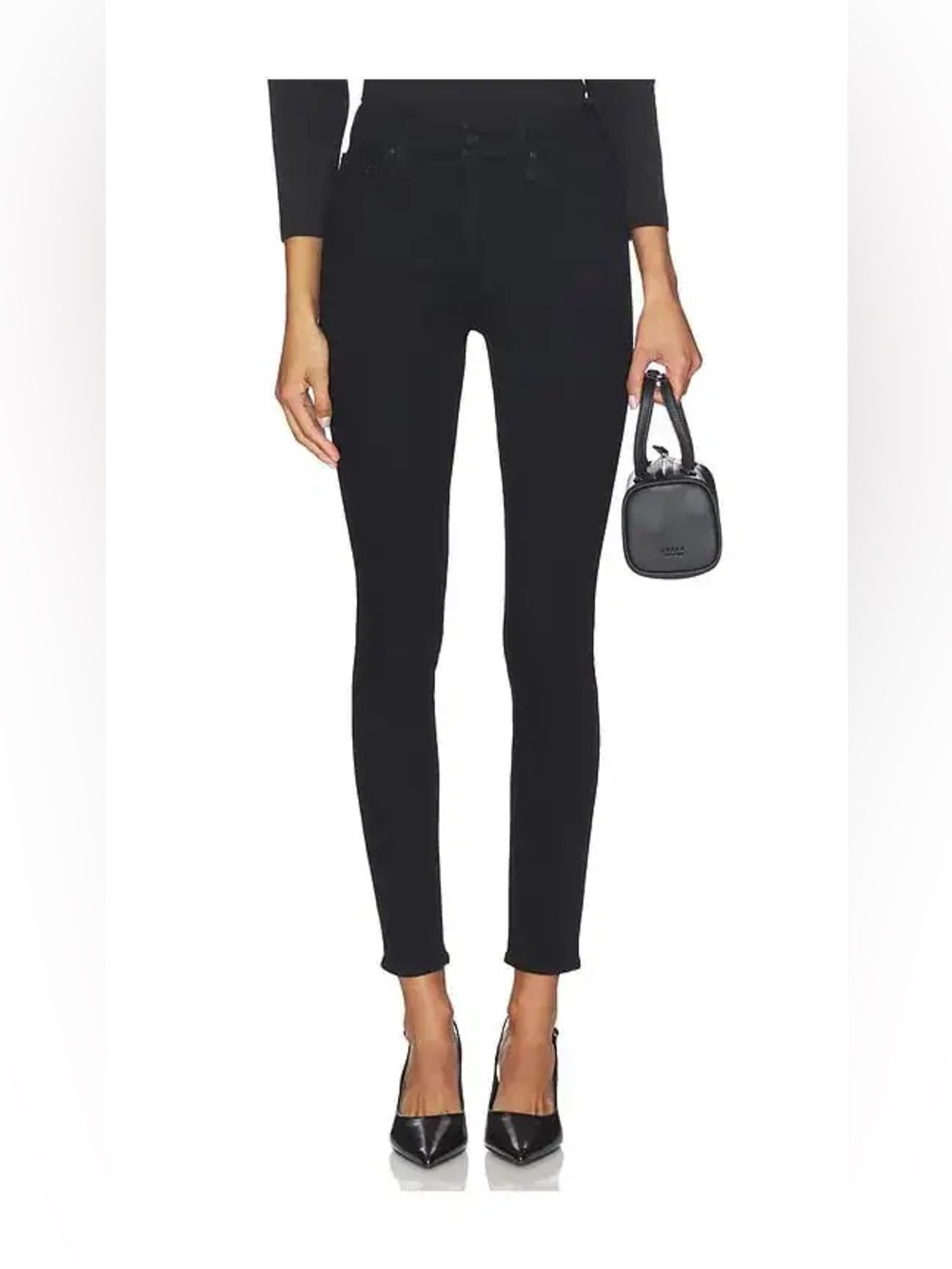 MOTHER “High Waisted Looker” Black Ankle Length Jeans In Not Guilty Wash Size 29